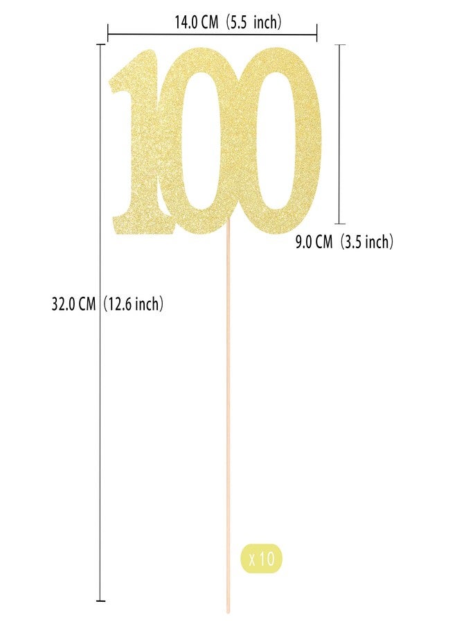 Gexolenu NO 100, 10 Pack Double-Sided Gold Glitter 100th Birthday Centerpieces for Tables, Number 100 Birthday Table Toppers Party Centerpiece Sticks Party Supplies - Image 2
